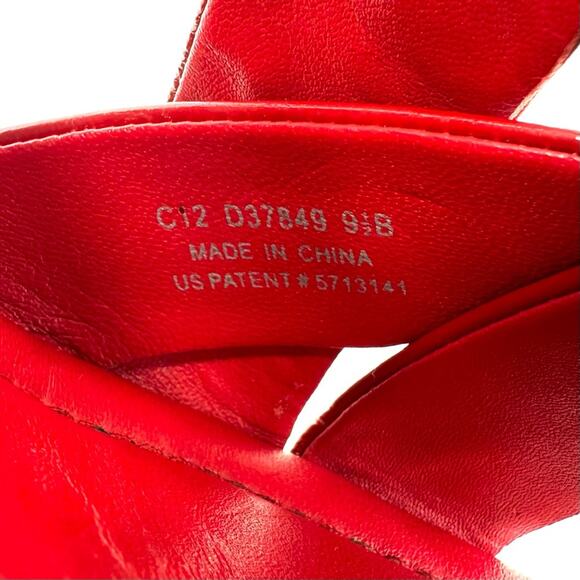 Cole Haan Platform Wedge Sandal Size 9.5 Red Leather Beige Jute Sling Back Comfy - Picture 6 of 16